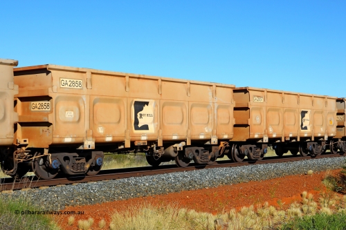 250501 0547
At the 88.448 km, just south of HPPL crossing loop on the Roy Hill line, empty Roy Hill waggon pair GA 2857 - GA 2858, built in China by CSR Yangtze as an CCK138 model ore waggon. May 1, 2025.
Keywords: GA-type;GA2857-GA2858;CSR-Yangtze;CCK138;Roy-Hill-ore-waggon;