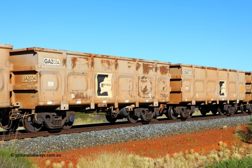 250501 0548
At the 88.448 km, just south of HPPL crossing loop on the Roy Hill line, empty Roy Hill waggon pair GA 2033 - GA 2034, built in China by CSR Yangtze as an CCK138 model ore waggon. May 1, 2025.
Keywords: GA-type;GA2033-GA2034;CSR-Yangtze;CCK138;