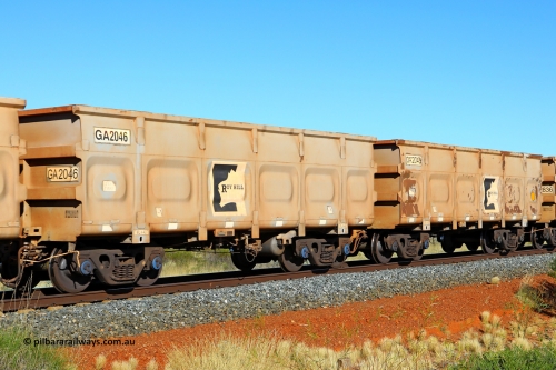 250501 0551
At the 88.448 km, just south of HPPL crossing loop on the Roy Hill line, empty Roy Hill waggon pair GA 2045 - GA 2046, built in China by CSR Yangtze as an CCK138 model ore waggon. May 1, 2025.
Keywords: GA-type;GA2045-GA2046;CSR-Yangtze;CCK138;