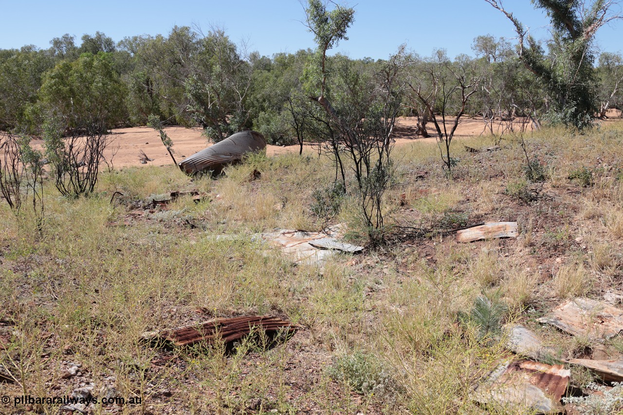 140517-4314
Eginbah Siding area, of the Marble Bar railway, former locomotive watering stop alongside the Talga River (closed in 1951), view from the tanks down to the Talga River. [url=https://goo.gl/maps/3S1PnLRSgKy]Location here[/url].
