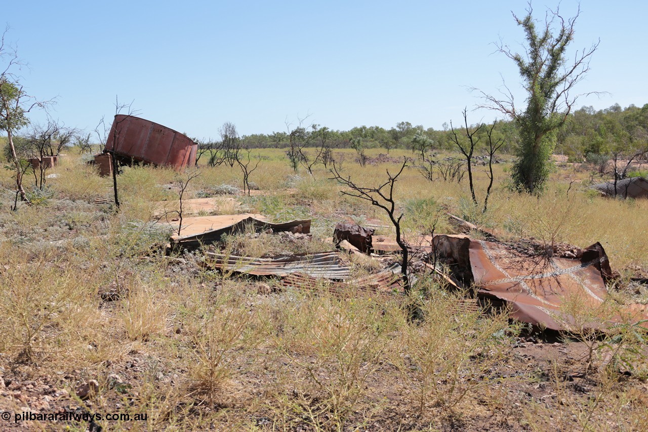 140517-4321
Eginbah Siding area, of the Marble Bar railway, former locomotive watering stop alongside the Talga River (closed in 1951), view of concrete slab remains and the tanks, looking north east. [url=https://goo.gl/maps/iDt3caoCbGD2]Location here[/url].
