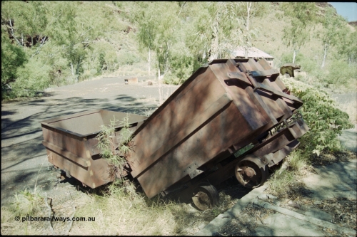 204-24
Wittenoom Gorge Mine, remains of asbestos mining, underground tipping ore cars.
