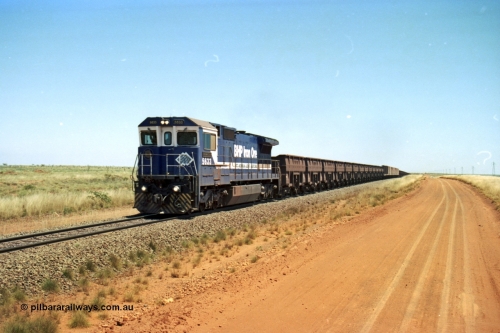 206-29
An empty train on the Yarrie (former Goldsworthy) line behind BHP 5633 'Hephaestus' built new in 1988 by Goninan as a GE CM39-8 model, serial 5831-12 / 88-082. The four CM39-8 units were upgraded to CM40-8 units following overhauls and finally scrapped in January 2016.
Keywords: 5633;Goninan;GE;CM39-8;5831-12/88-082;