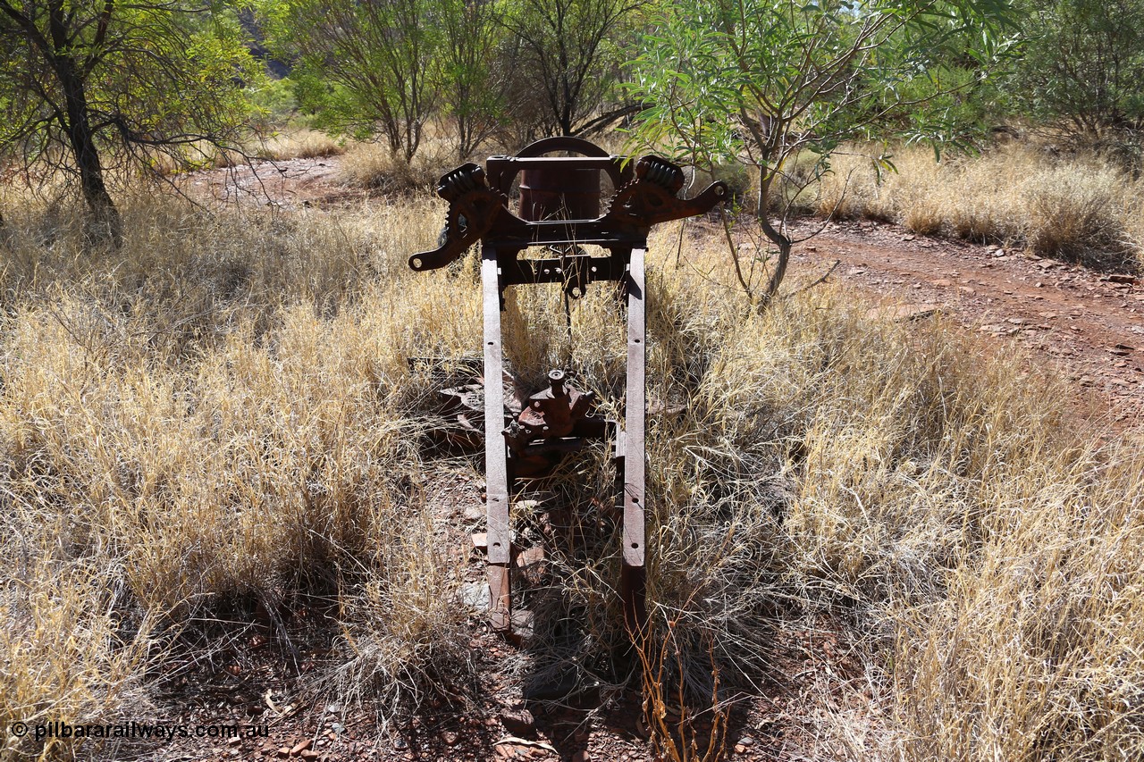 160103 9838
Located in the bush near Colonial Mill is this relic of a Fordson One Man Power Grader originally supplied by Lynas Motors Ltd. An old newspaper article on these graders can be found [url=http://www.trove.nla.gov.au/ndp/del/page/4440149] here [/url]. Geodata: [url=https://goo.gl/maps/zwzb6Rchkzj] -22.3057767 118.3247750 [/url].
Keywords: Lynas-Motors-Ltd;Fordson-Power-Grader;