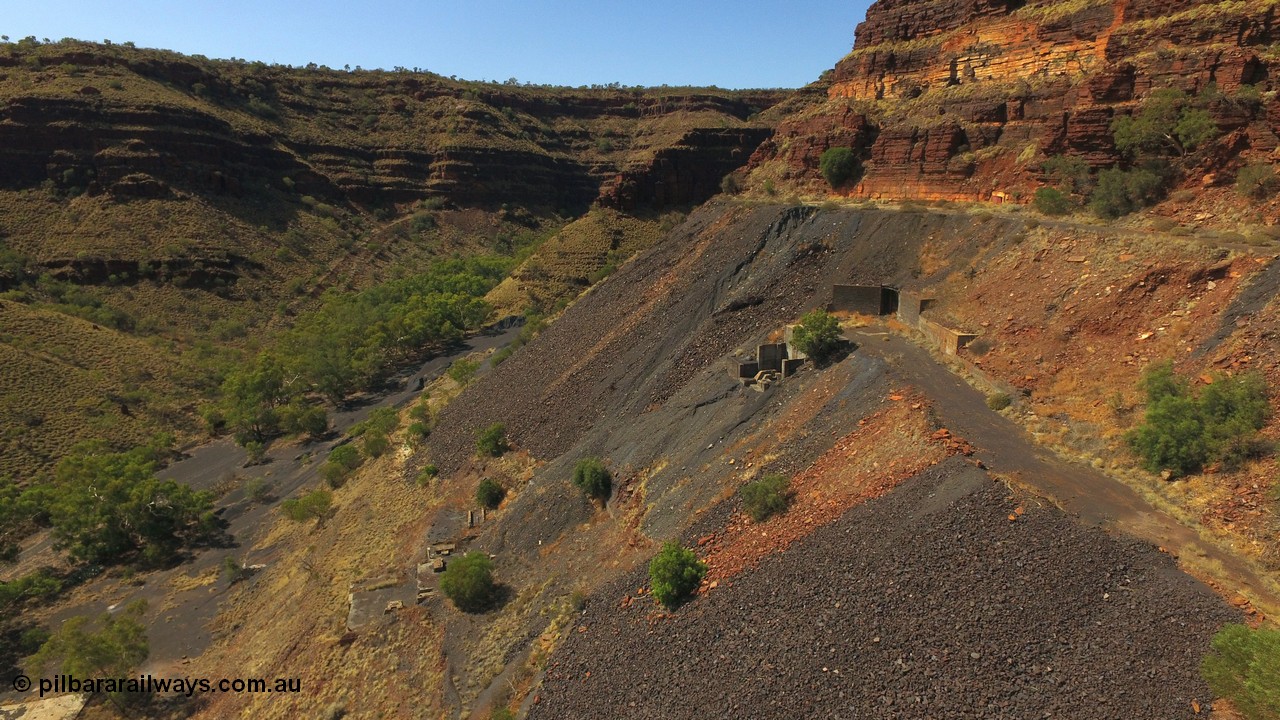 160103 DJI 0054
Colonial Mill and mine ruins located within Wittenoom Gorge. Concrete foundations remain of the once impressive crusher, mill, dryer and bagging plant. See images of the site intact [url=http://www.pilbararailways.com.au/gallery/thumbnails.php?album=118] here [/url]. Geodata: [url=https://goo.gl/maps/SjAFSM93y4q] -22.3107554 118.3185943 [/url].
