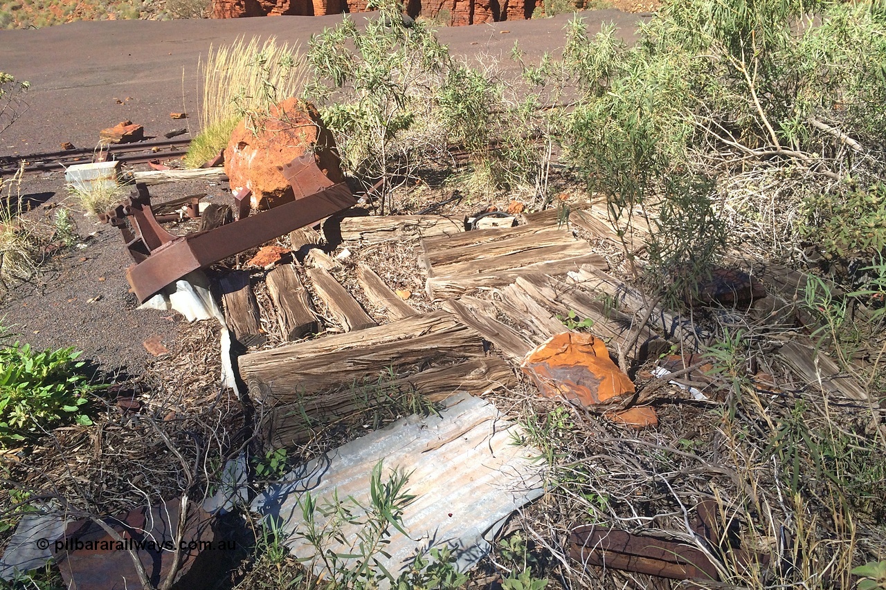 160710 iPh5S 2800
Wittenoom Gorge, Colonial Mine, pile of unused timber sleepers for the underground railway.
