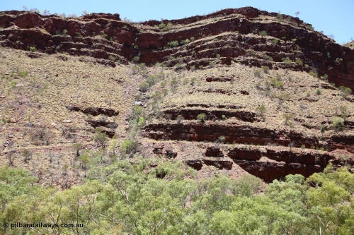 160101 9795
Wittenoom Gorge, Gorge Mine area, view of the eastern wall of the gorge shows cat walks were exploration has taken place. [url=https://goo.gl/maps/AkQZPVM2Wtq]Geodata[/url].

