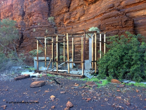 160710 iPh5S 2794
Wittenoom Gorge, Colonial Mine, old build frame still standing along the north wall on the upper level.
