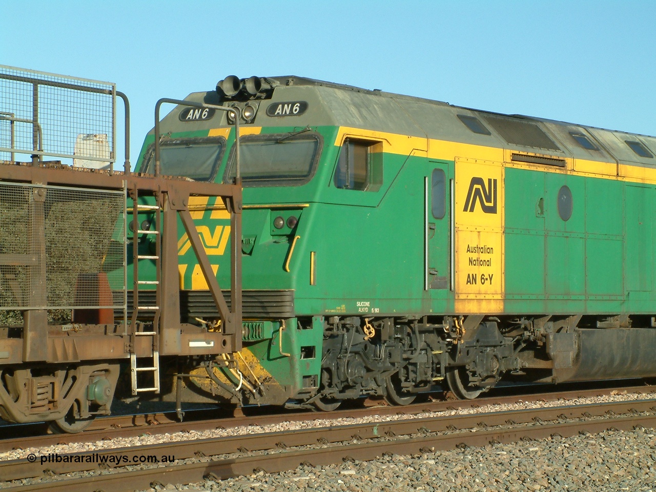 030403 165440
Red Hill, a Clyde Engineering built EMD JT46C model AN class unit AN 6 serial 93-1302, cab detail, on an Adelaide and then Melbourne bound service.
Keywords: AN-class;AN6;93-1302;Clyde-Engineering-Somerton-Victoria;EMD;JT46C;