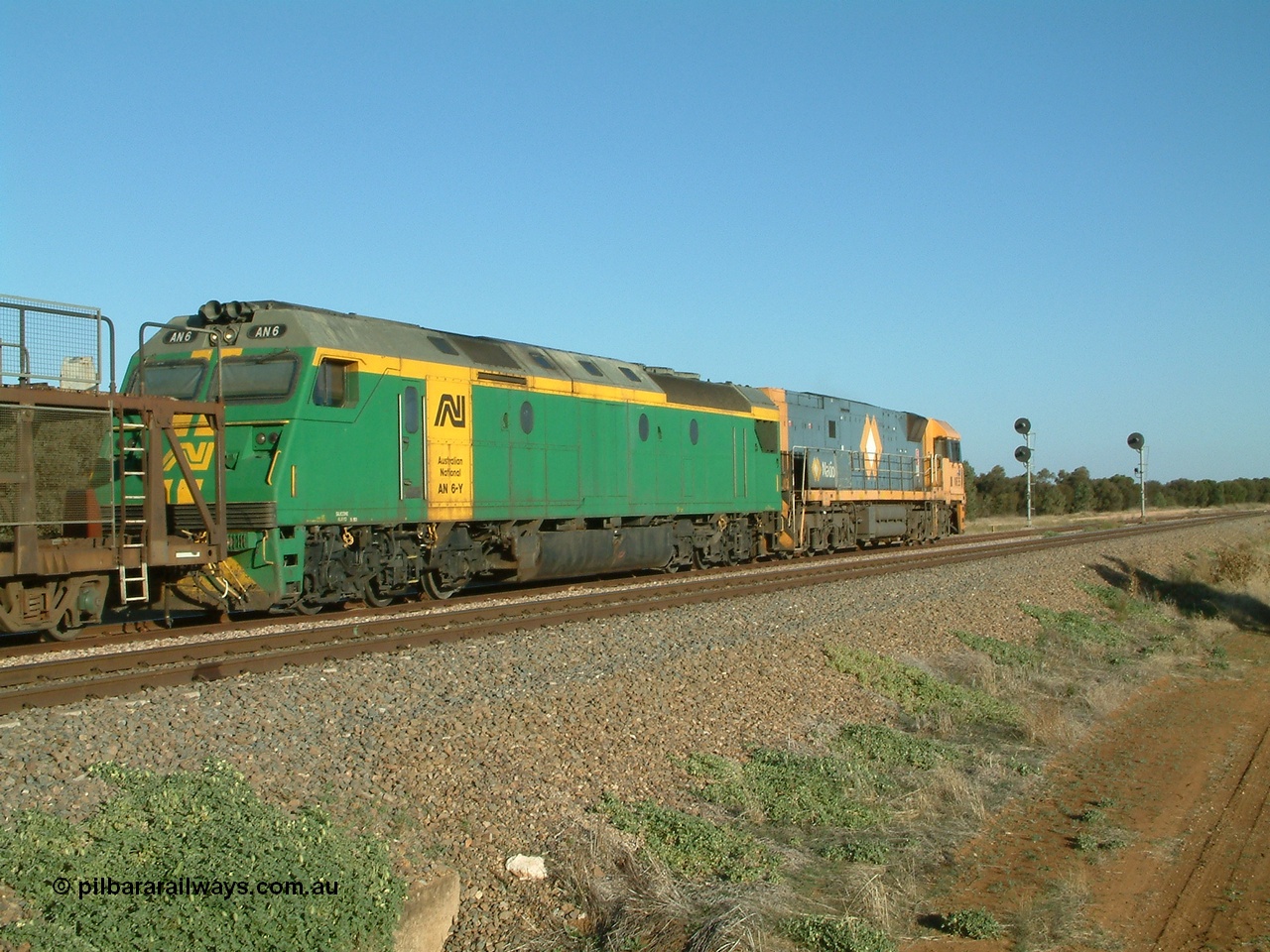 030403 165451
Red Hill, a Clyde Engineering built EMD JT46C model AN class unit AN 6 serial 93-1302 on an Adelaide and then Melbourne bound service depart following a crib break for the driver. 3rd April 2003.
Keywords: AN-class;AN6;93-1302;Clyde-Engineering-Somerton-Victoria;EMD;JT46C;