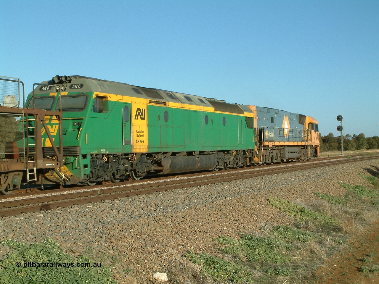 030403 165508
Red Hill, a Clyde Engineering built EMD JT46C model AN class unit AN 6 serial 93-1302 on an Adelaide and then Melbourne bound service depart following a crib break for the driver. 3rd April 2003.
Keywords: AN-class;AN6;Clyde-Engineering-Somerton-Victoria;EMD;JT46C;93-1302;