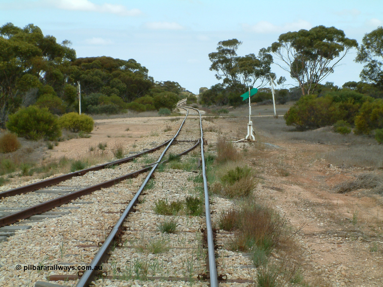 030409 113647
Darke Peake, looking south along the 'mainline' past the south end points for the goods and grain siding.
