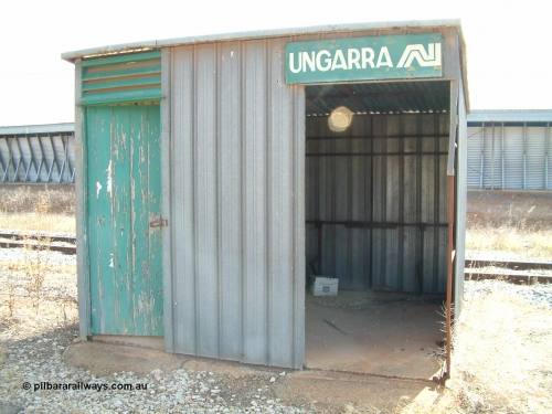 030409 150000
Ungarra, located at the 108.1 km and opened in March 1913 as the temporary terminus till July 1913. Station shelter shed, located between the mainline and the good and grain loop.
