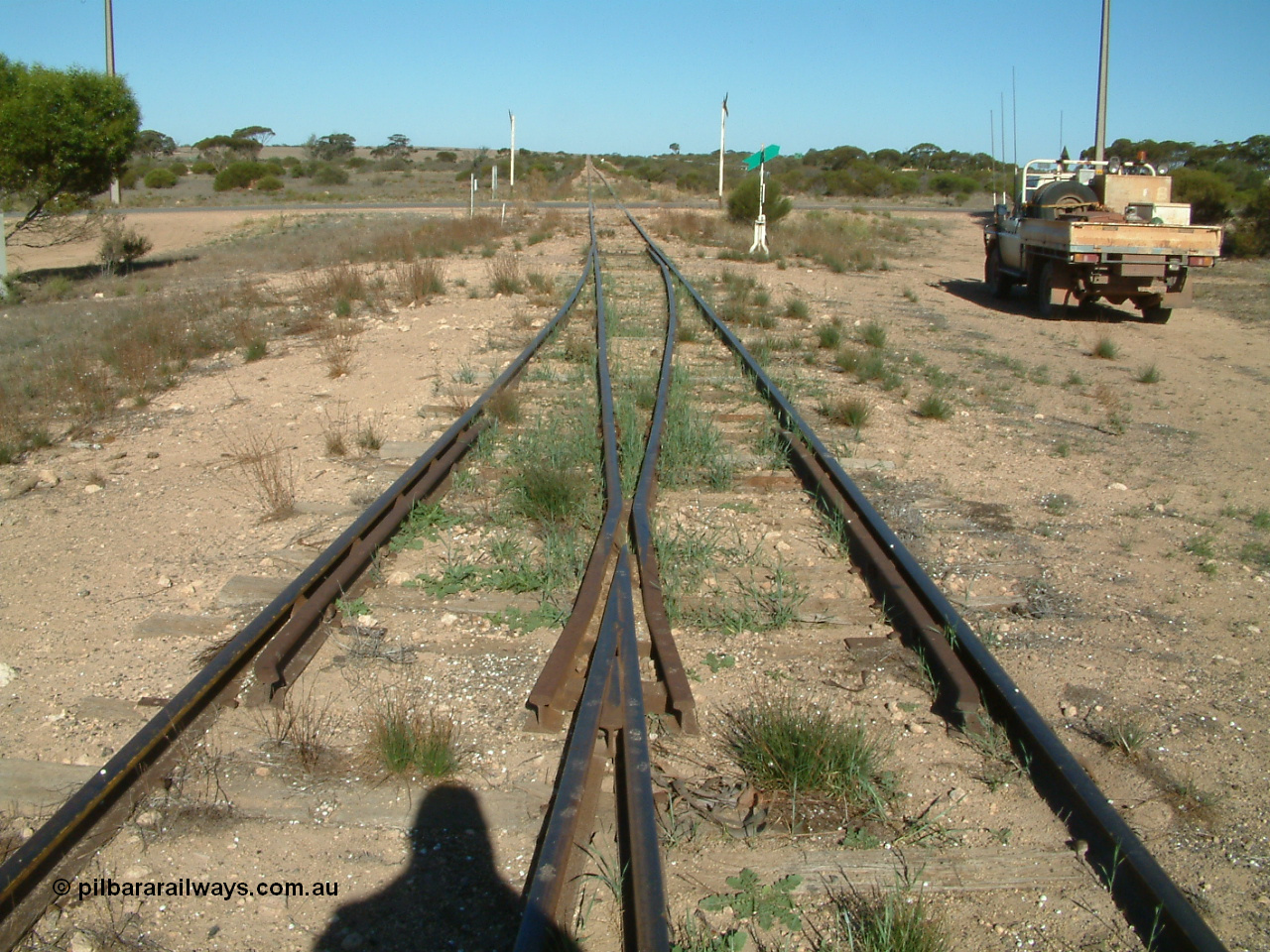 030411 154502
Wirrulla, looking south at the south end of the grain loop, unprotected grade crossing.
