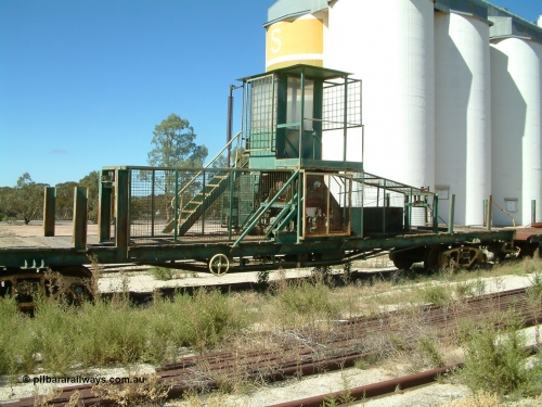 030411 110227
Kimba, rail recovery winch waggon EZWL 2, shows cabin mounted above motor and winch, built using underframe of broad gauge horse box BH 4331. To Eyre Peninsula 1992, recoded then from AZWL. Scrapped in 2005.
Keywords: EZWL-type;EZWL2;SAR-Islington-WS;BH-type;BH4331;