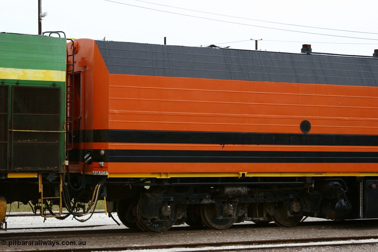 051102 6634
Thevenard, No. 2 end right hand side of Clyde Engineering EMD JL22C model unit and class leader 1601, originally NJ 1 'Ben Chifley' serial 71-728, built in 1971 at Clyde's Granville NSW workshops, started out on the Central Australia Railway for the Commonwealth Railways before being transferred to the Eyre Peninsula system in 1981, repainted and renumbered to 1601 in November 2004.
Keywords: 1600-class;1601;71-728;Clyde-Engineering-Granville-NSW;EMD;JL22C;NJ-class;NJ1;