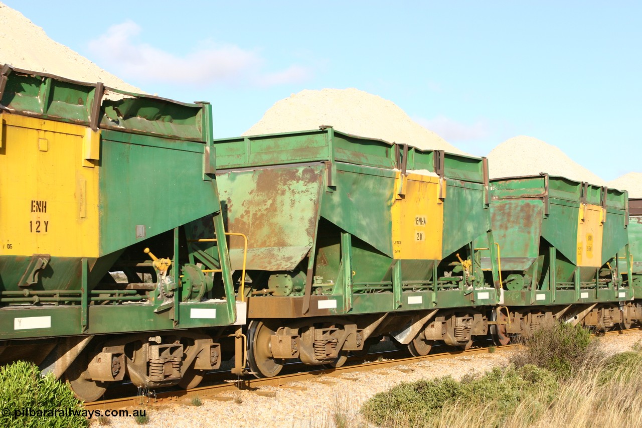 060113 2428
Ceduna, originally one of forty six Kinki Sharyo built NHA type waggons NHA 978 for the NAR in 1968, now coded ENHA type ENHA 2 with hungry boards loaded with gypsum on loaded train 6DD2 near the [url=https://goo.gl/maps/wiZ0u]436 km post[/url].
Keywords: ENHA-type;ENHA2;Kinki-Sharyo-Japan;NHA-type;NHA978;