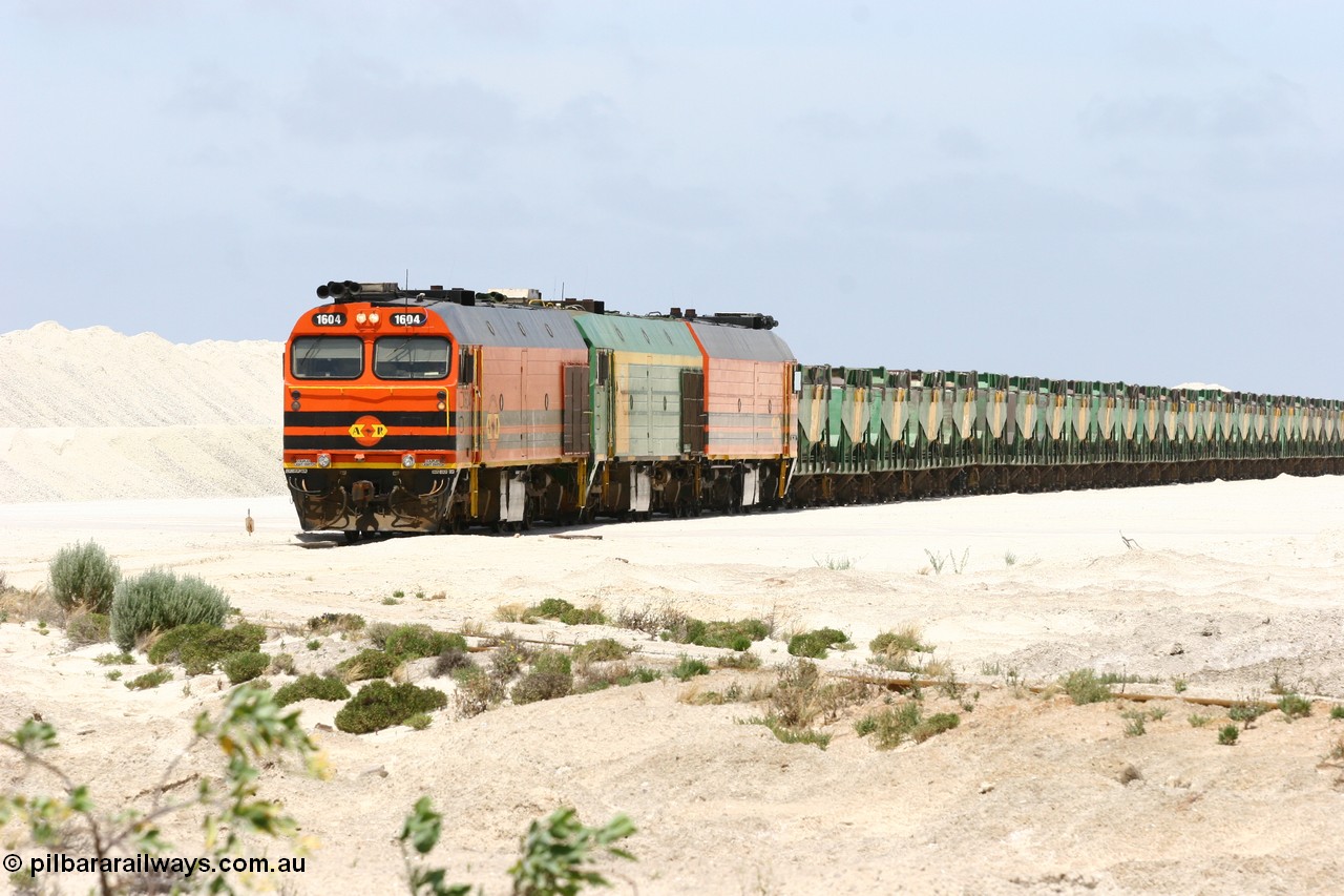 060113 2517
Kevin, with the points restored the train prepares to pull forward and head towards original gypsum loading siding to continue the reversing process. 13th January 2006.
Keywords: 1600-class;1604;Clyde-Engineering-Granville-NSW;EMD;JL22C;71-731;NJ-class;NJ4;