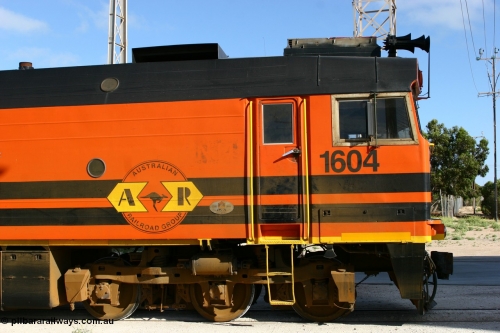 060113 2444
Thevenard, 1604 leads a triple consist of Clyde Engineering EMD JL22C model 1600 / NJ class combination, 1604 serial 71-731 and originally NJ 4 started life on the Central Australia Railway in 1971 and was transferred to the Eyre Peninsula in 1981. 1604 was renumbered in 2004. Friday January 13, 2006.
Keywords: 1600-class;1604;Clyde-Engineering-Granville-NSW;EMD;JL22C;71-731;NJ-class;NJ4;