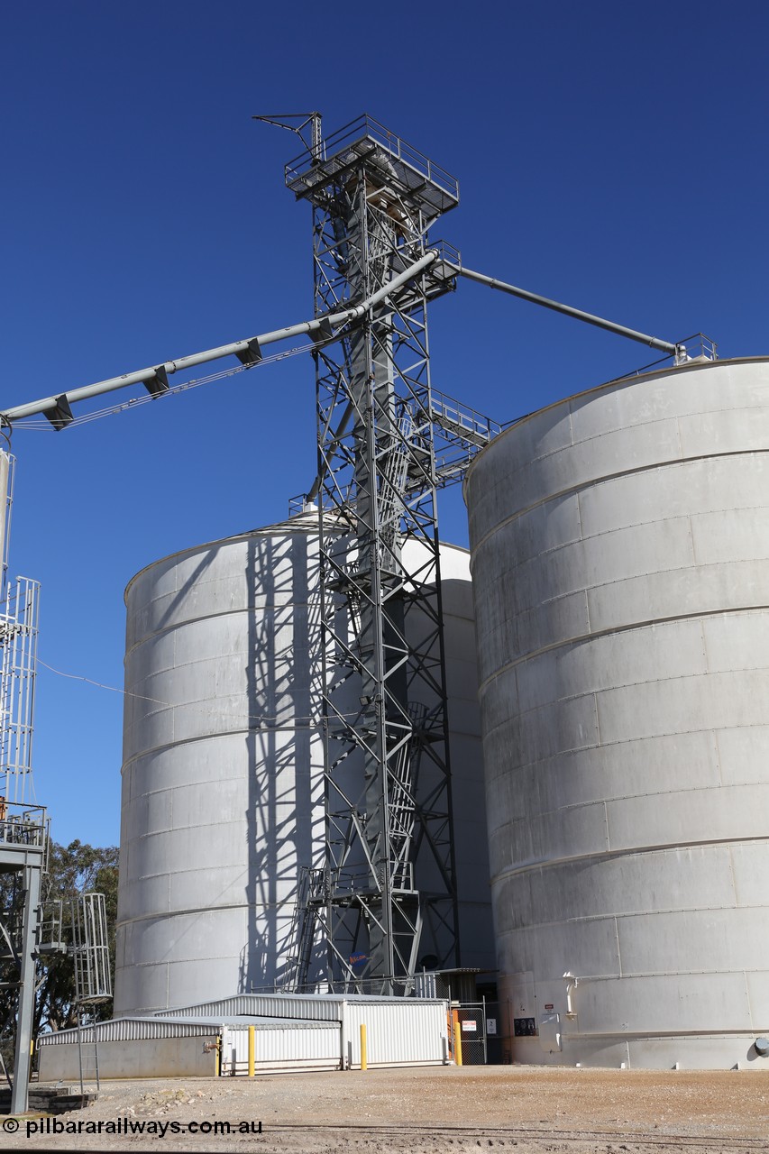 130703 0191
Tooligie, view of Ascom Jumbo silo complex with the elevator structure and covers over the dual truck unloading grates. 3rd July 2013.
