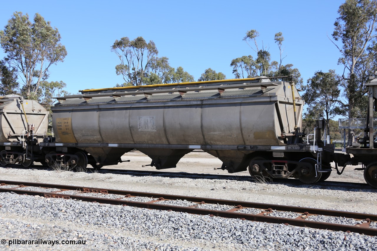 130703 0200
Tooligie, HCN type bogie grain hopper waggon HCN 34, originally an NHB type hopper built by Tulloch Ltd for the Commonwealth Railways North Australia Railway. One of forty rebuilt by Islington Workshops 1978-79 to the HCN type with a 36 ton rating, increased to 40 tonnes in 1984. Seen here loaded with grain with a Moose Metalworks roll-top cover.
Keywords: HCN-type;HCN34;SAR-Islington-WS;rebuild;Tulloch-Ltd-NSW;NHB-type;NHB1009;