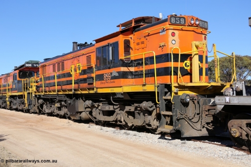 130703 0156
Murdinga, Genesee & Wyoming locomotive AE Goodwin ALCo model DL531 unit 859 'City of Port Lincoln' serial 84705, built in 1963, 859 started life at Peterborough, spent some years in Tasmania and even spent time in Perth on standard gauge before being transferred to the Eyre Peninsula system in 2003. [url=https://goo.gl/maps/uDetNu8Kqon3CEMR6]Geo location[/url]. July 3, 2006.
Keywords: 830-class;859;AE-Goodwin;ALCo;DL531;84705;