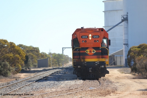 130703 0164
Murdinga, ARG 1200 class unit 1203, a Clyde Engineering EMD model G12C serial 65-427, one of two originally built in 1965 for Western Mining Corporation and operated by the WAGR as their A class A 1513, fitted with dynamic brakes, started working on the Eyre Peninsula in November 2004.
Keywords: 1200-class;1203;Clyde-Engineering-Granville-NSW;EMD;G12C;65-427;A-class;A1513;