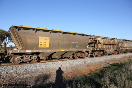 130703 0266
Kaldow, HAN type bogie grain hopper waggon HAN 59, one of sixty eight units built by South Australian Railways Islington Workshops between 1969 and 1973 as the HAN type for the Eyre Peninsula system. July 3, 2006.
Keywords: HAN-type;HAN59;1969-73/68-59;SAR-Islington-WS;