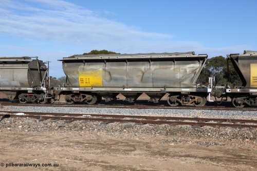 130704 0402
Kyancutta, HAN type bogie grain hopper waggon HAN 15, one of sixty eight units built by South Australian Railways Islington Workshops between 1969 and 1973 as the HAN type for the Eyre Peninsula system.
Keywords: HAN-type;HAN15;1969-73/68-15;SAR-Islington-WS;