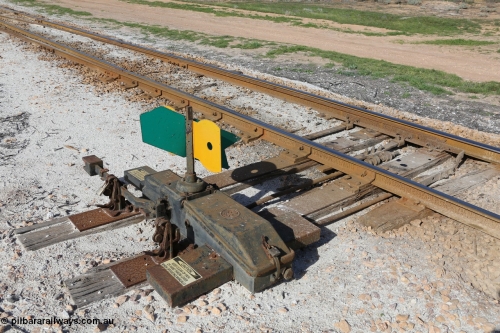 130704 0498
Moule, view of the General Railway Signal Company point lever and indicator at the western end of the crossing loop. [url=https://goo.gl/maps/JDTm7iAMJ4N1UKzb8]Location here[/url], July 4, 2006.
