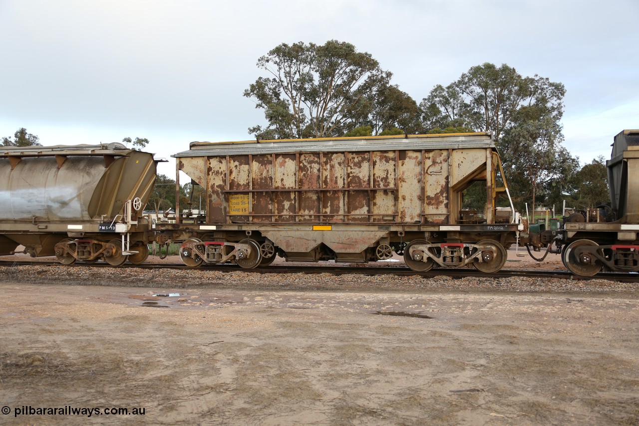 130705 0555
Lock, HBN type dual use ballast / grain hopper waggons, HBN 10 still with side gangways in place. One of seventeen built by South Australian Railways Islington Workshops in 1968 with a 25 ton capacity, increased to 34 tons in 1974. HBN 1-11 fitted with removable tops and roll-top hatches in 1999-2000. 5th July 2013.
Keywords: HBN-type;HBN10;1968/17-10;SAR-Islington-WS;