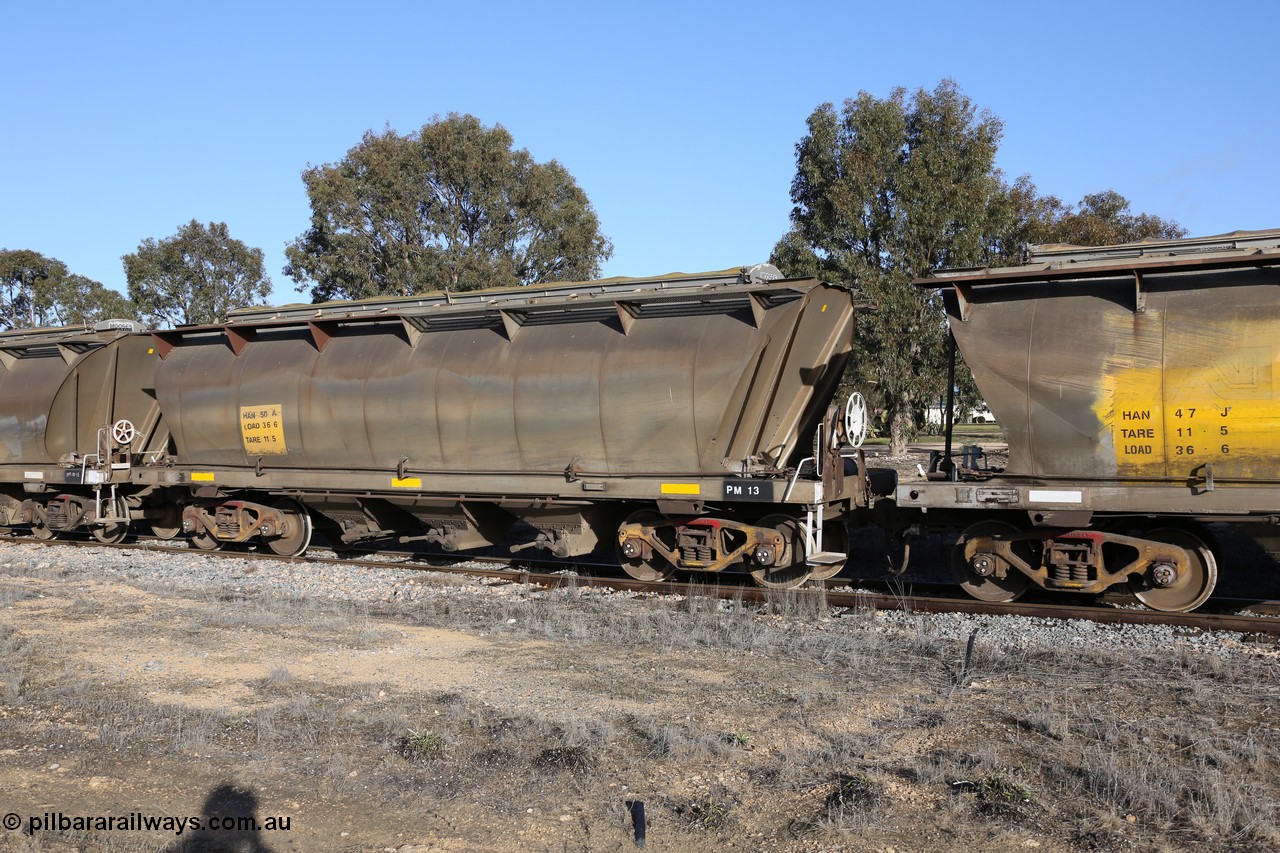 130705 0634
Lock, HAN type bogie grain hopper waggon HAN 50, one of sixty eight units built by South Australian Railways Islington Workshops between 1969 and 1973 as the HAN type for the Eyre Peninsula system.
Keywords: HAN-type;HAN50;1969-73/68-50;SAR-Islington-WS;