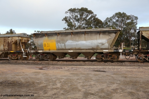 130705 0554
Lock, HAN type bogie grain hopper waggon HAN 60, one of sixty eight units built by South Australian Railways Islington Workshops between 1969 and 1973 as the HAN type for the Eyre Peninsula system. July 5, 2013.
Keywords: HAN-type;HAN60;1969-73/68-60;SAR-Islington-WS;