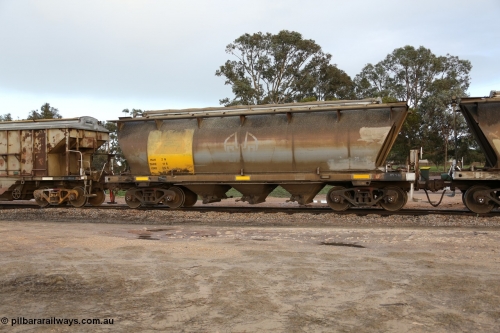 130705 0564
Lock, HAN type bogie grain hopper waggon HAN 2, one of sixty eight units built by South Australian Railways Islington Workshops between 1969 and 1973 as the HAN type for the Eyre Peninsula system. July 5, 2013.
Keywords: HAN-type;HAN2;1969-73/68-2;SAR-Islington-WS;