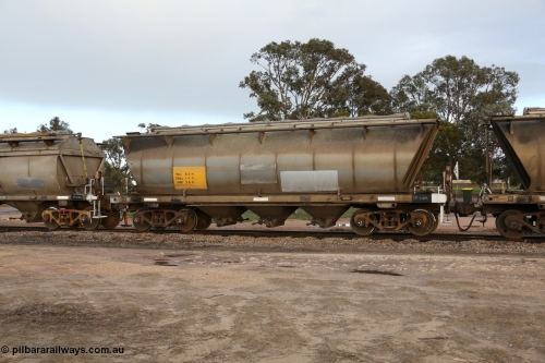 130705 0567
Lock, HAN type bogie grain hopper waggon HAN 65, one of sixty eight units built by South Australian Railways Islington Workshops between 1969 and 1973 as the HAN type for the Eyre Peninsula system. July 5, 2013.
Keywords: HAN-type;HAN65;1969-73/68-65;SAR-Islington-WS;