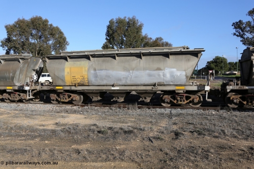130705 0642
Lock, HAN type bogie grain hopper waggon HAN 68, one of sixty eight units built by South Australian Railways Islington Workshops between 1969 and 1973 as the HAN type for the Eyre Peninsula system.
Keywords: HAN-type;HAN68;1969-73/68-68;SAR-Islington-WS;