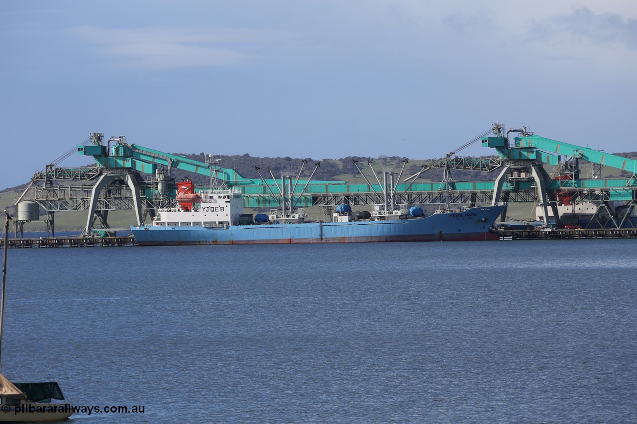 130706 0683
Port Lincoln, fishing vessel Meita Maru along side the wharf, IMO 9071583, callsign YJQE8. 6th of July 2013.
