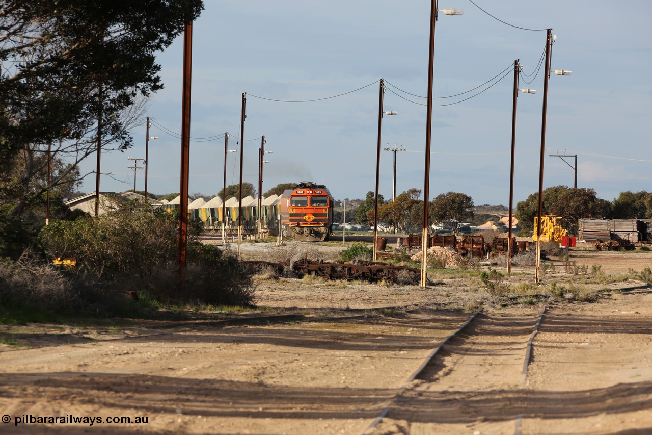 130708 0862
Thevenard, view of arriving loaded train from [url=https://goo.gl/maps/dGiE8]inside the yard[/url].
