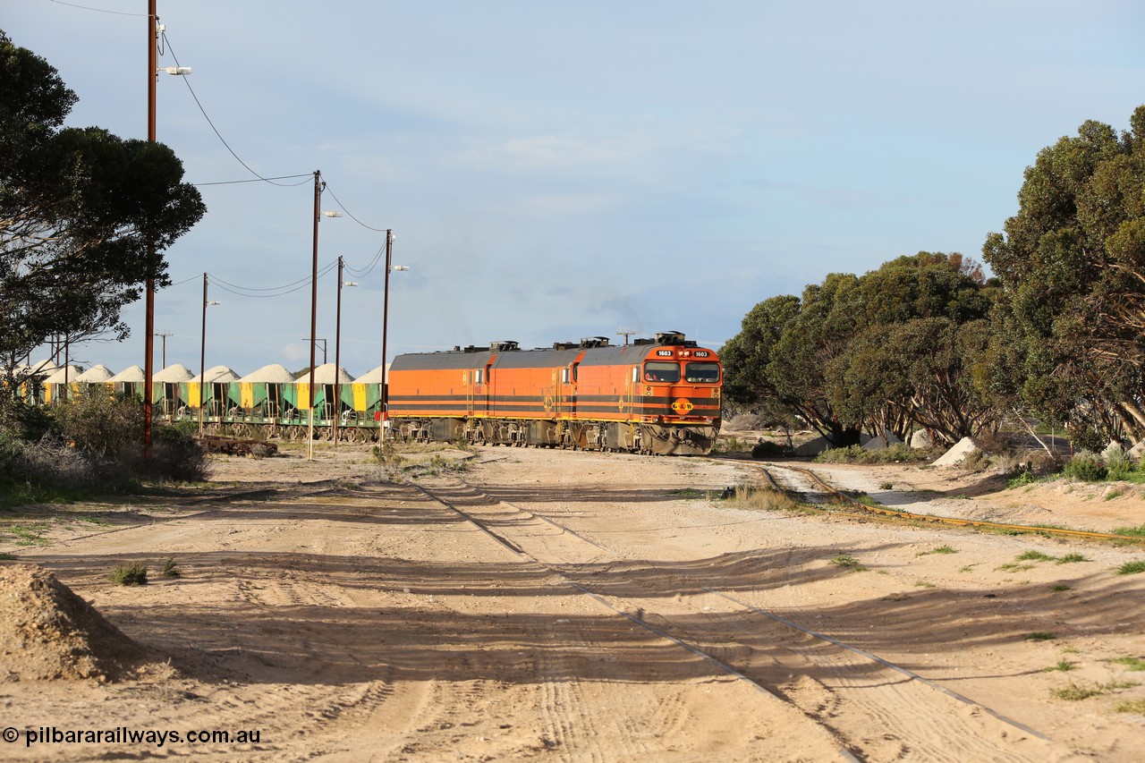 130708 0865
Thevenard, view of arriving loaded train from [url=https://goo.gl/maps/dGiE8]inside the yard[/url].
