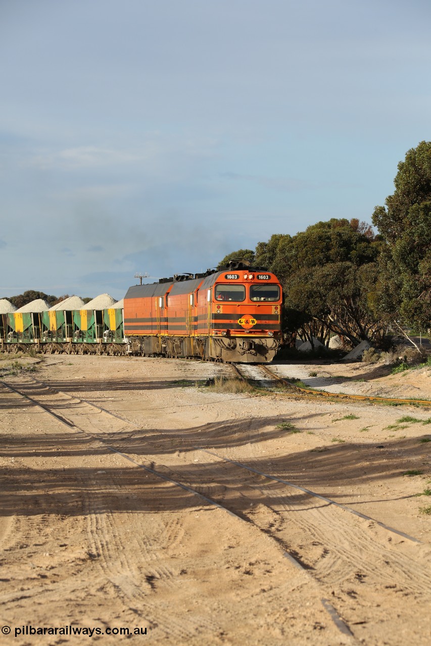 130708 0867
Thevenard, view of arriving loaded train from [url=https://goo.gl/maps/dGiE8]inside the yard[/url].
