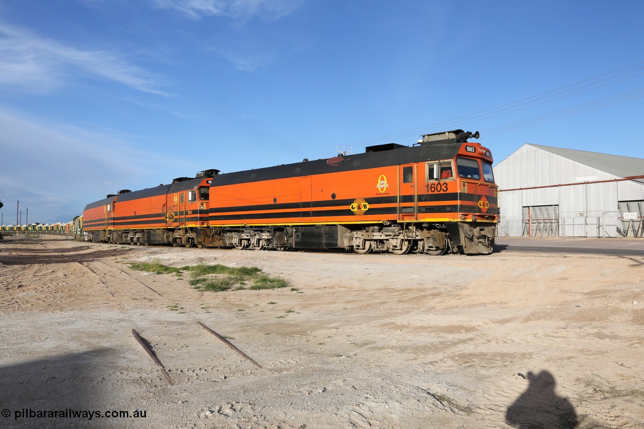 130708 0878
Thevenard, loaded train running through the back of the yard and crossing [url=https://goo.gl/maps/dgQdX]Bergmann Drive grade crossing, 434.2 km[/url].
