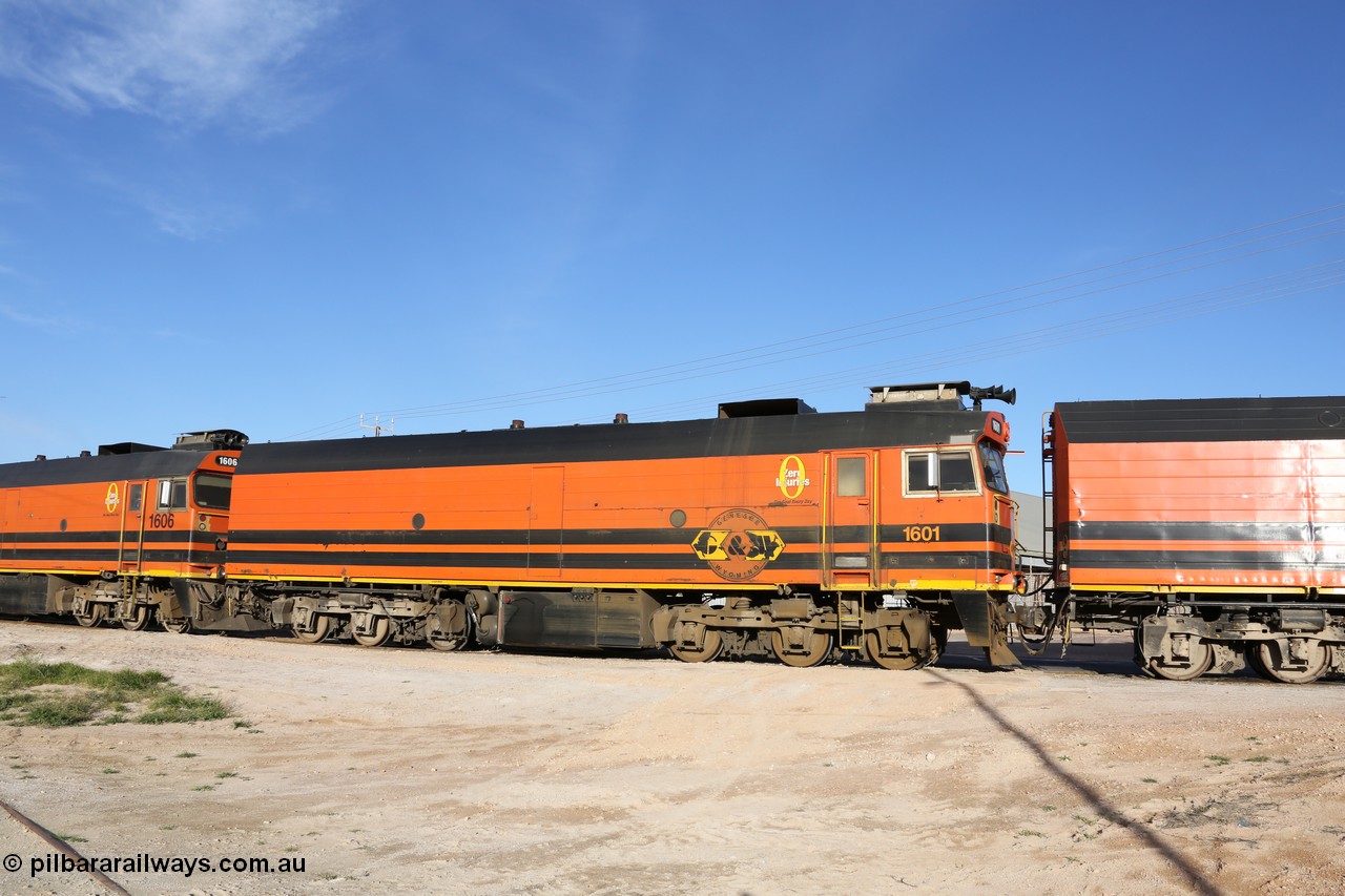 130708 0881
Thevenard, loaded train running through the back of the yard and crossing [url=https://goo.gl/maps/dgQdX]Bergmann Drive grade crossing, 434.2 km[/url].
