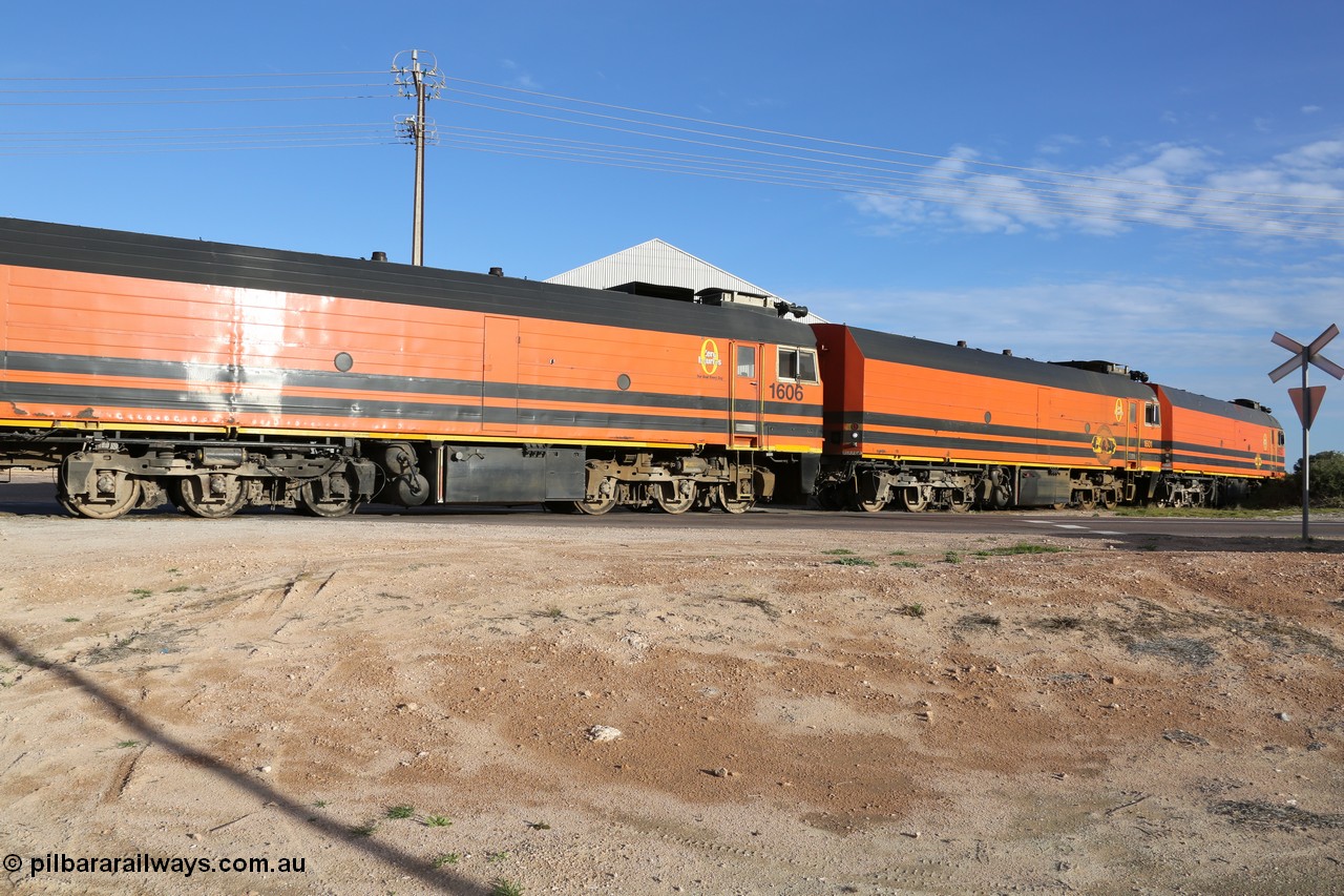 130708 0885
Thevenard, loaded train running through the back of the yard and crossing [url=https://goo.gl/maps/dgQdX]Bergmann Drive grade crossing, 434.2 km[/url].
