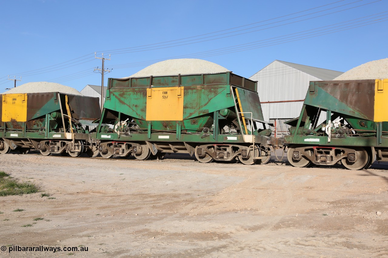 130708 0936
Thevenard originally an Kinki Sharyo built NH type for the NAR now coded ENH type ENH 53, with hungry boards still fitted, loaded with gypsum crossing [url=https://goo.gl/maps/dgQdX]Bergmann Drive grade crossing, 434.2 km[/url].
Keywords: ENH-type;ENH53;Kinki-Sharyo-Japan;NH-type;NH953;