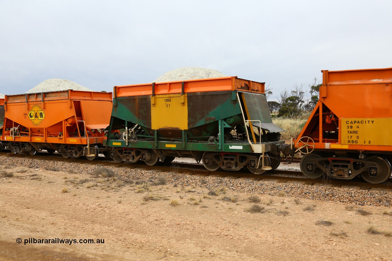 161109 1905
Moule, originally Kinki Sharyo built NHA type NHA 983 for the NAR in 1968, to EP Division 1978, rebuilt with extended sides for gypsum traffic and recoded to ENHA type ENHA 3 in 1984. Loaded with gypsum.
Keywords: ENHA-type;ENHA3;Kinki-Sharyo-Japan;NHA-type;NHA983;