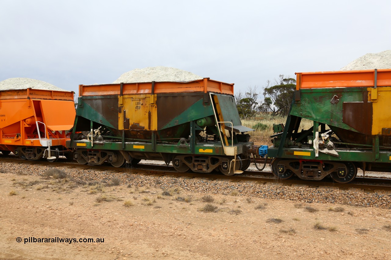 161109 1913
Moule, originally built by Kinki Sharyo as the NH type for the NAR in 1968, sent to Port Lincoln in 1978, then rebuilt and recoded ENH type in 1984, ENH 46 with hungry boards loaded with gypsum.
Keywords: ENH-type;ENH46;Kinki-Sharyo-Japan;NH-type;NH946;