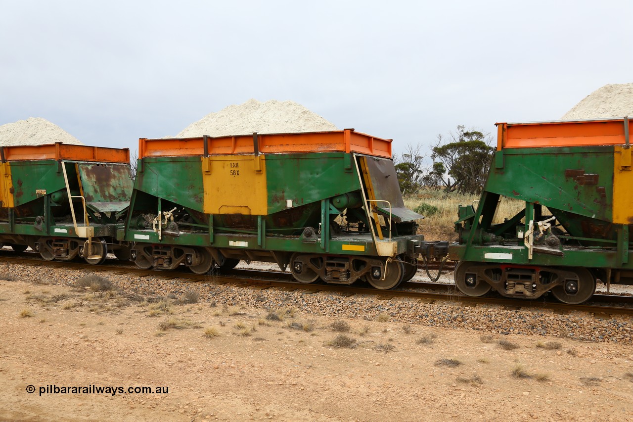 161109 1921
Moule, originally built by Kinki Sharyo as the NH type for the NAR in 1968, sent to Port Lincoln in 1978, then rebuilt and recoded ENH type in 1984, ENH 58 with hungry boards loaded with gypsum.
Keywords: ENH-type;ENH58;Kinki-Sharyo-Japan;NH-type;NH958;