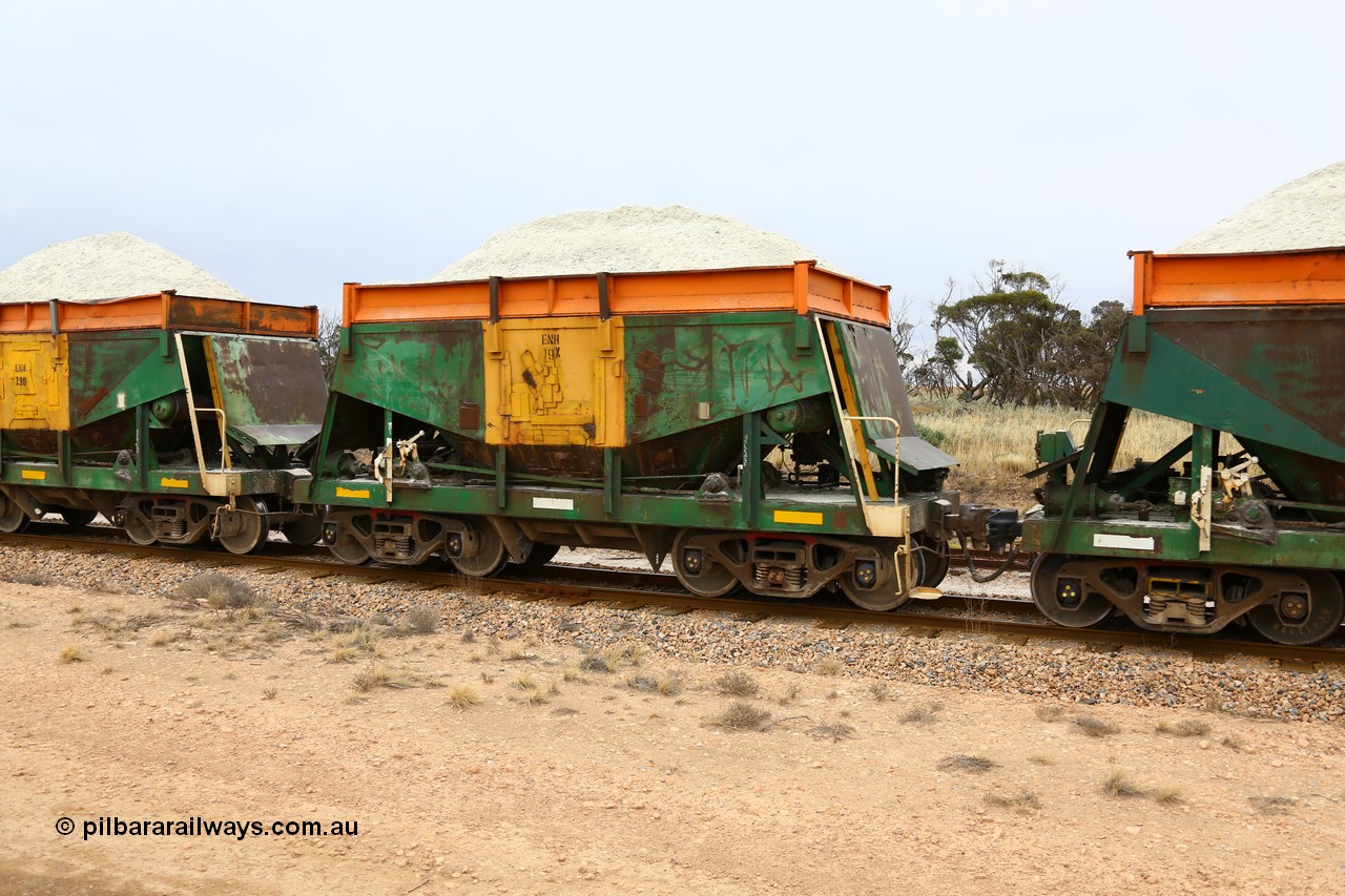 161109 1925
Moule, originally built by Kinki Sharyo as the NH type for the NAR in 1968, sent to Port Lincoln in 1978, then rebuilt and recoded ENH type in 1984, ENH 19 with hungry boards loaded with gypsum.
Keywords: ENH-type;ENH19;Kinki-Sharyo-Japan;NH-type;NH919;