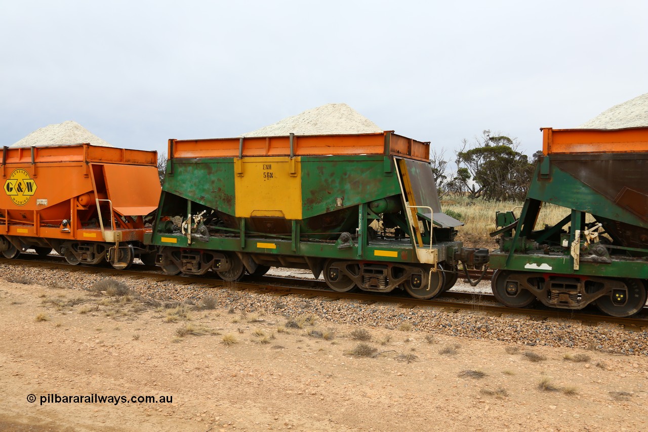 161109 1934
Moule, originally built by Kinki Sharyo as the NH type for the NAR in 1968, sent to Port Lincoln in 1978, then rebuilt and recoded ENH type in 1984, ENH 56 with hungry boards loaded with gypsum.
Keywords: ENH-type;ENH56;Kinki-Sharyo-Japan;NH-type;NH956;