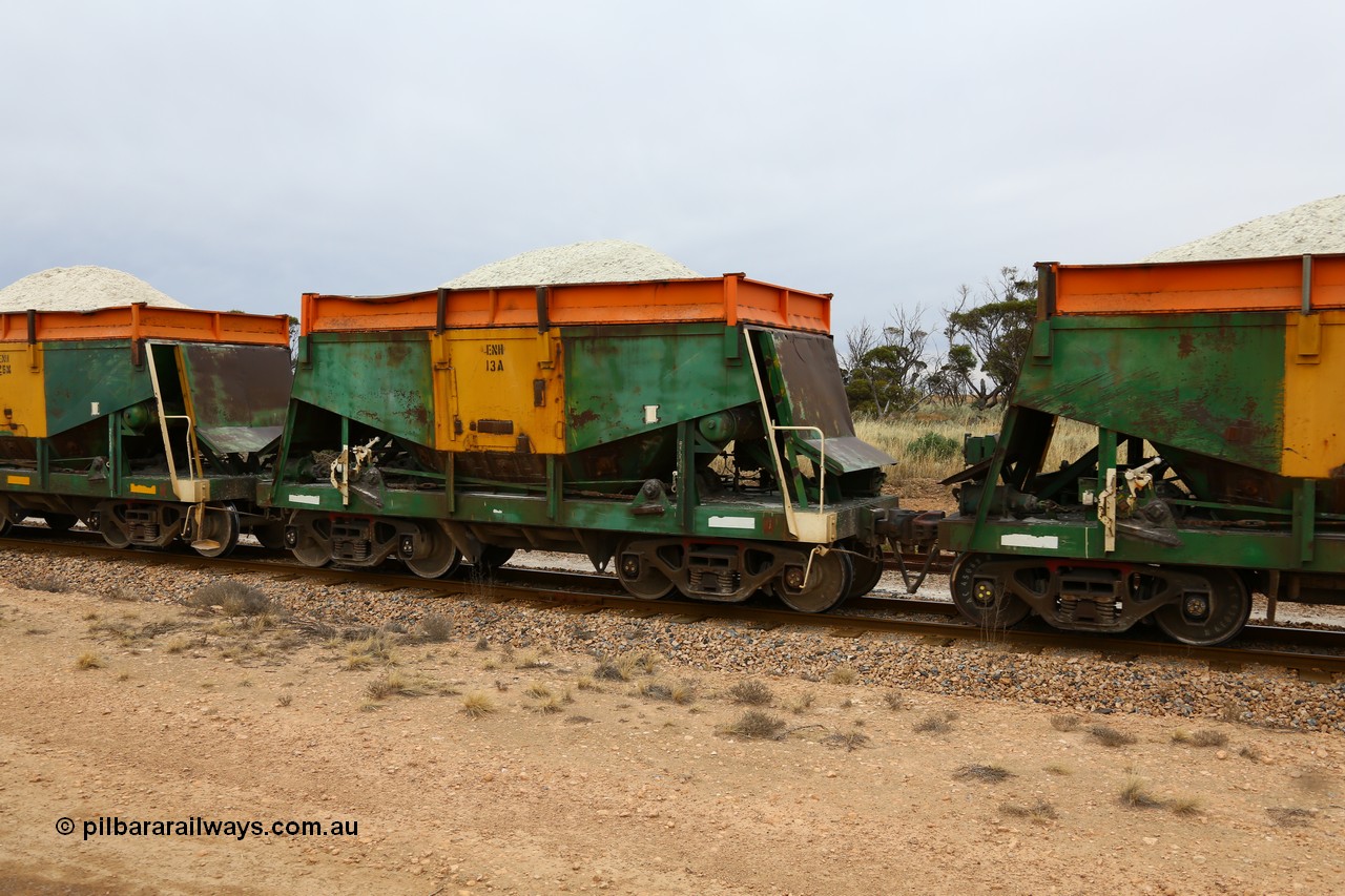 161109 1941
Moule, originally built by Kinki Sharyo as the NH type for the NAR in 1968, sent to Port Lincoln in 1978, then rebuilt and recoded ENH type in 1984, ENH 13 with hungry boards loaded with gypsum.
Keywords: ENH-type;ENH13;Kinki-Sharyo-Japan;NH-type;NH913;